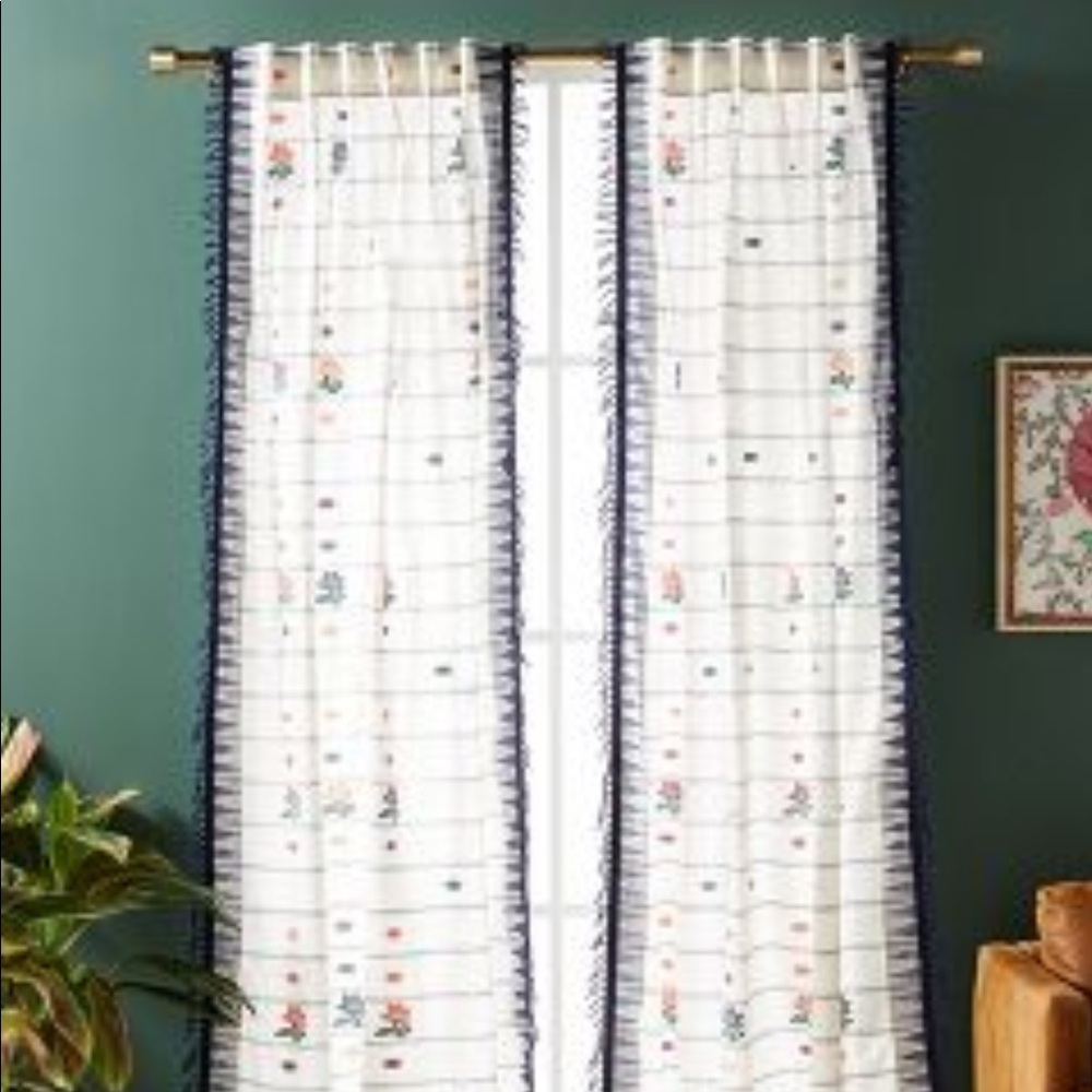 Anthropologie curtain panels (2). 96” length.
